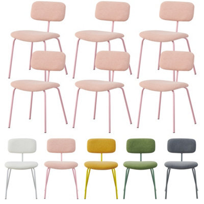 Mof Modern Upholstered Dining Chairs Set Of 6 Fabric Padded Seat With Metal Legs (Pink X6) - image 1