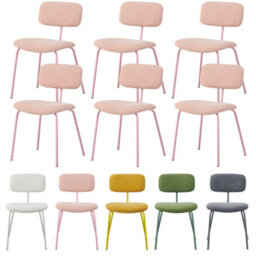 Mof Modern Upholstered Dining Chairs Set Of 6 Fabric Padded Seat With Metal Legs (Pink X6) - thumbnail 1