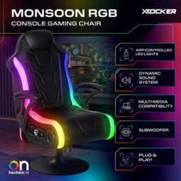 X Rocker Monsoon 4.1 Audio Console Led Gaming Chair With App-Controlled Rgb - Black - thumbnail 2