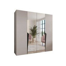 Arte Piano Ii Hinged Door Wardrobe 200Cm - Cashmere Four-Door Mirrored Wardrobe With Rails And Shelves - thumbnail 2