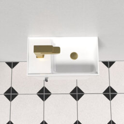 Nes Home White Wall Hung 400mm Vanity Unit & Square Basin Mono Mixer Tap - thumbnail 4