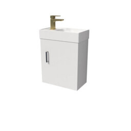 Nes Home White Wall Hung 400mm Vanity Unit & Square Basin Mono Mixer Tap - thumbnail 5