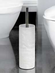 Showerdrape Bianco Frost Onyx White Striped Toilet Brush & Holder - thumbnail 1