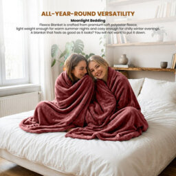 Moonlight Bedding Fleece Blanket Soft Throw Lightweight All Season Sofa, Bed & Travel Blanket Double (Burgundy, 150X200Cm) - thumbnail 3