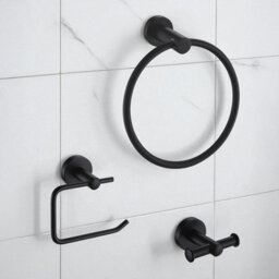 Showerdrape Modernity Black Steel Wall Mounted 3 Piece Bathroom Accessory Set