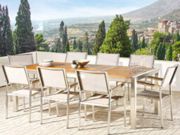 Beliani Garden Dining Set 8 Seater Grosseto Eucalyptus Wood Brown/ Beige - thumbnail 2