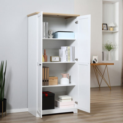Homcom 172Cm Wooden Storage Cabinet Cupboard With 2 Doors 4 Shelves White - image 1