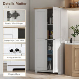 Homcom 172Cm Wooden Storage Cabinet Cupboard With 2 Doors 4 Shelves White - thumbnail 6