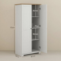 Homcom 172Cm Wooden Storage Cabinet Cupboard With 2 Doors 4 Shelves White - thumbnail 3