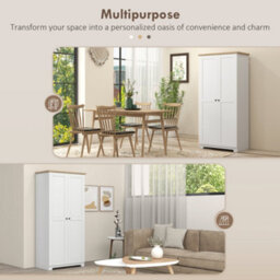 Homcom 172Cm Wooden Storage Cabinet Cupboard With 2 Doors 4 Shelves White - thumbnail 8