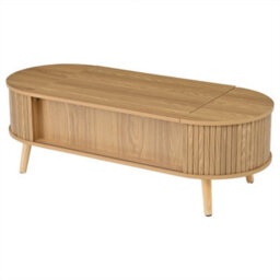 Abrihome Lift Up Oval Coffee Table With Hidden Storage, Sofa Side Table, Space-Saving End Table For Living Room Bedroom, Natural Wood - thumbnail 8