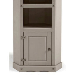 Corner Display Unit Grey 1 Door Bookcase Solid Wood Mexican Pine Wooden - thumbnail 4