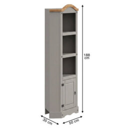 Corner Display Unit Grey 1 Door Bookcase Solid Wood Mexican Pine Wooden - thumbnail 2