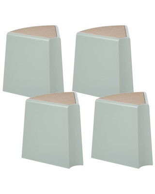 Wyld And Coco Set Of 4 Mint Green Stackable Garden Stools - Triangular Abs Patio Seats W43 X D35 X H45Cm - image 1