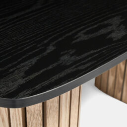 Ohs Madison Ribbed Long Coffee Table Living Room Office End Side Table - Wood/black - thumbnail 4