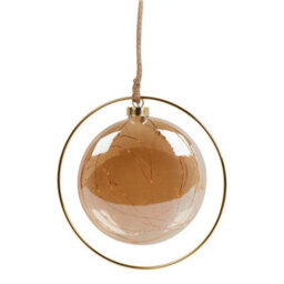 Urbn-Living Urbnliving 20Cm Depth Hanging Gold Ring Orb 30 Led With Jute Rope Fairy String Lights Xmas Decorative - thumbnail 5
