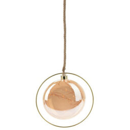 Urbn-Living Urbnliving 20Cm Depth Hanging Gold Ring Orb 30 Led With Jute Rope Fairy String Lights Xmas Decorative - thumbnail 6