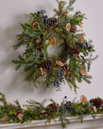 Dibor Citrus Wreath And Garland Set - 53Cm Wreath And 150Cm Garland, Scandinavian-Inspired Christmas Decor - thumbnail 2