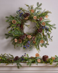 Dibor Citrus Wreath And Garland Set - 53Cm Wreath And 150Cm Garland, Scandinavian-Inspired Christmas Decor - thumbnail 1