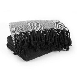 Ehc Luxury Pack Of 2 Chevron Cotton Single Sofa Throw Blanket, 125X150Cm, Black - thumbnail 3