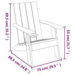 Berkfield Garden Adirondack Chair Light Brown 75X88.5X89.5Cm Polypropylene - thumbnail 8