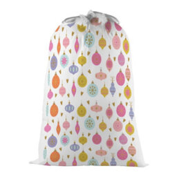 Purely Home Christmas Baubles & Ornaments Present Bag - Novelty Xmas Santa Sack White/multi With Drawstring Ties - thumbnail 1