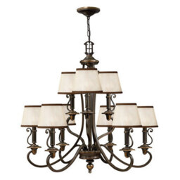 Elegant 9 Bulb Chandelier Pendant Light In Olde Bronze Finish With Led E14 Bulbs