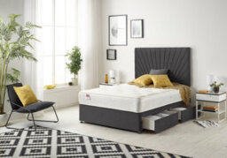 "Somnior Beds Platinum Divan Bed Set With 2 Drawers With Mattress & 30"" Headboard - Plush Velvet, Black, 2Ft6 Small Single" - thumbnail 3