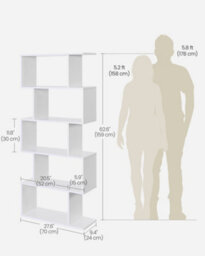 Vasagle Bookcase, 5-Tier Bookshelf, Display Shelf And Room Divider, Freestanding Decorative Storage Shelving, White Lbc62Wt - thumbnail 9
