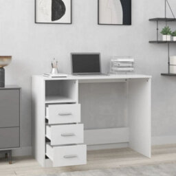 Berkfield Desk With Drawers White 102X50X76 Cm Engineered Wood - thumbnail 3