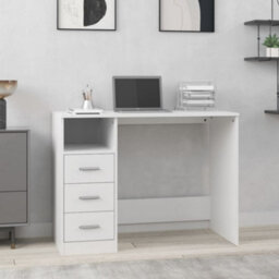 Berkfield Desk With Drawers White 102X50X76 Cm Engineered Wood - thumbnail 1