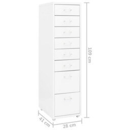 Walplus Mobile File Cabinet White 28X41X109 Cm Metal - thumbnail 9
