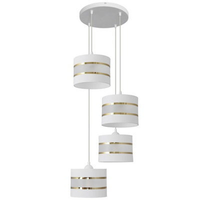 Luminosa Lighting Luminosa Helen Cluster Pendant Ceiling Light White, Gold 35Cm