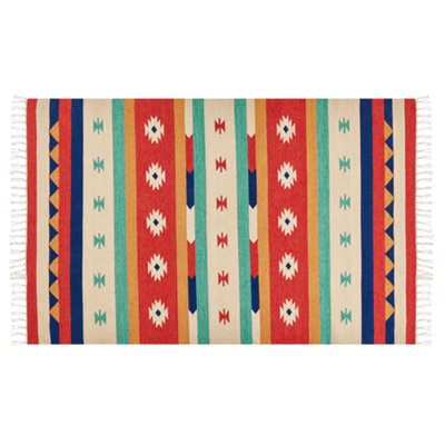 Beliani Rug Margara Multicolour 140 X 200 Cm Cotton Kilim - image 1