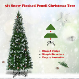 Costway 5 Ft Snow Flocked Pencil Christmas Tree Artificial Xmas Tree Holiday Decoration - thumbnail 6