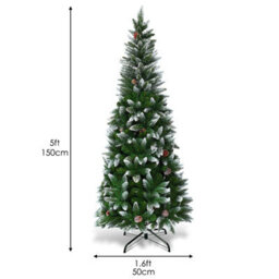 Costway 5 Ft Snow Flocked Pencil Christmas Tree Artificial Xmas Tree Holiday Decoration - thumbnail 3
