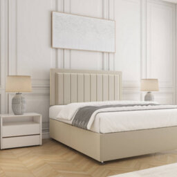 Bsspoke Zarah Divan Bed Set In Cream Plush Velvet With 24Inch Panel Headboard No Mattress No Drawers In 3Ft 4Ft 4Ft6 5Ft 6Ft - thumbnail 3