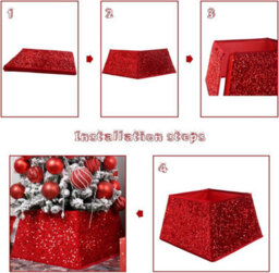 Dazzling Sequin Square Christmas Tree Skirt Folding Base Cover Luxurious Sparkling Tree Collar For Holiday Home Décor Reusable - thumbnail 5