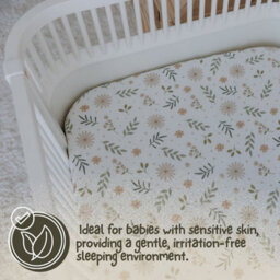 MHG Living Pack Of 2 Fitted Cot Sheets, 100% Cotton Jersey - Soft & Breathable - Plants Green - Fits 120X60Cm Cots - thumbnail 6
