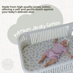 MHG Living Pack Of 2 Fitted Cot Sheets, 100% Cotton Jersey - Soft & Breathable - Plants Green - Fits 120X60Cm Cots - thumbnail 2