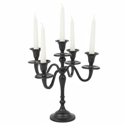 Urbn-Living Urbnliving 5 Arm Black Metal Candle Holder Stand Vintage Candelabra Centrepiece Home Decor 30Cm - image 1
