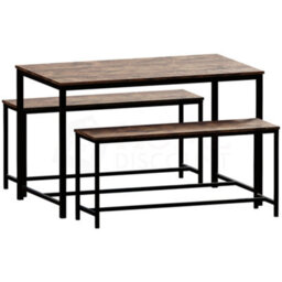 Lassic Vida Designs Brooklyn Dark Wood Industrial 4 Seater Dining Table & Bench Set - thumbnail 9