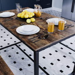 Lassic Vida Designs Brooklyn Dark Wood Industrial 4 Seater Dining Table & Bench Set - thumbnail 3