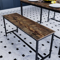 Lassic Vida Designs Brooklyn Dark Wood Industrial 4 Seater Dining Table & Bench Set - thumbnail 4
