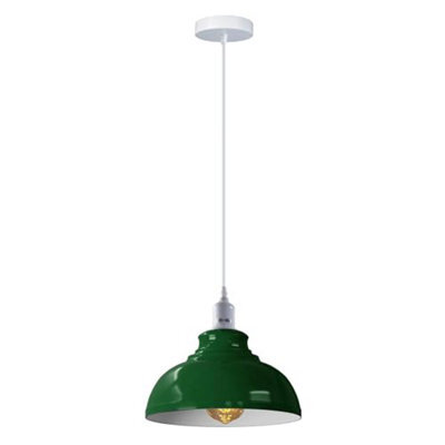 Ledsone Industrial Vintage Ceiling Hanging E27 Lamp Holder 29Cm Metal Pendant Curvy Lampshades Lights Fixtures - Green - image 1