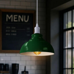 Ledsone Industrial Vintage Ceiling Hanging E27 Lamp Holder 29Cm Metal Pendant Curvy Lampshades Lights Fixtures - Green - thumbnail 5