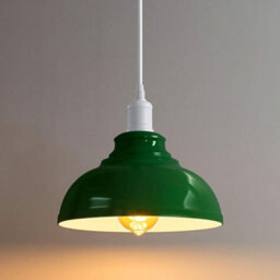 Ledsone Industrial Vintage Ceiling Hanging E27 Lamp Holder 29Cm Metal Pendant Curvy Lampshades Lights Fixtures - Green - thumbnail 3