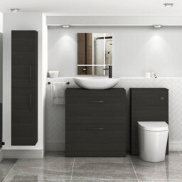 Royal Bathrooms Turin 800mm Freestanding Bathroom Vanity Unit With Sink 2 Drawer Hale Black & Cesar Countertop Basin - thumbnail 3