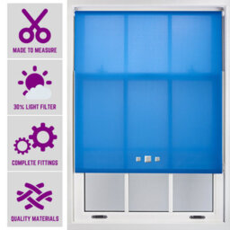 Chrome Triple Square Eyelet Daylight Roller Blind - (W)210Cm X (L)165Cm Blue Blind From Furnished