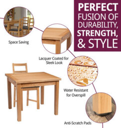 Hallowood Furniture Waverly Oak Small Extending Table With 6 Ladder Back Oak Chair With Charcoal Seat Pads - thumbnail 2